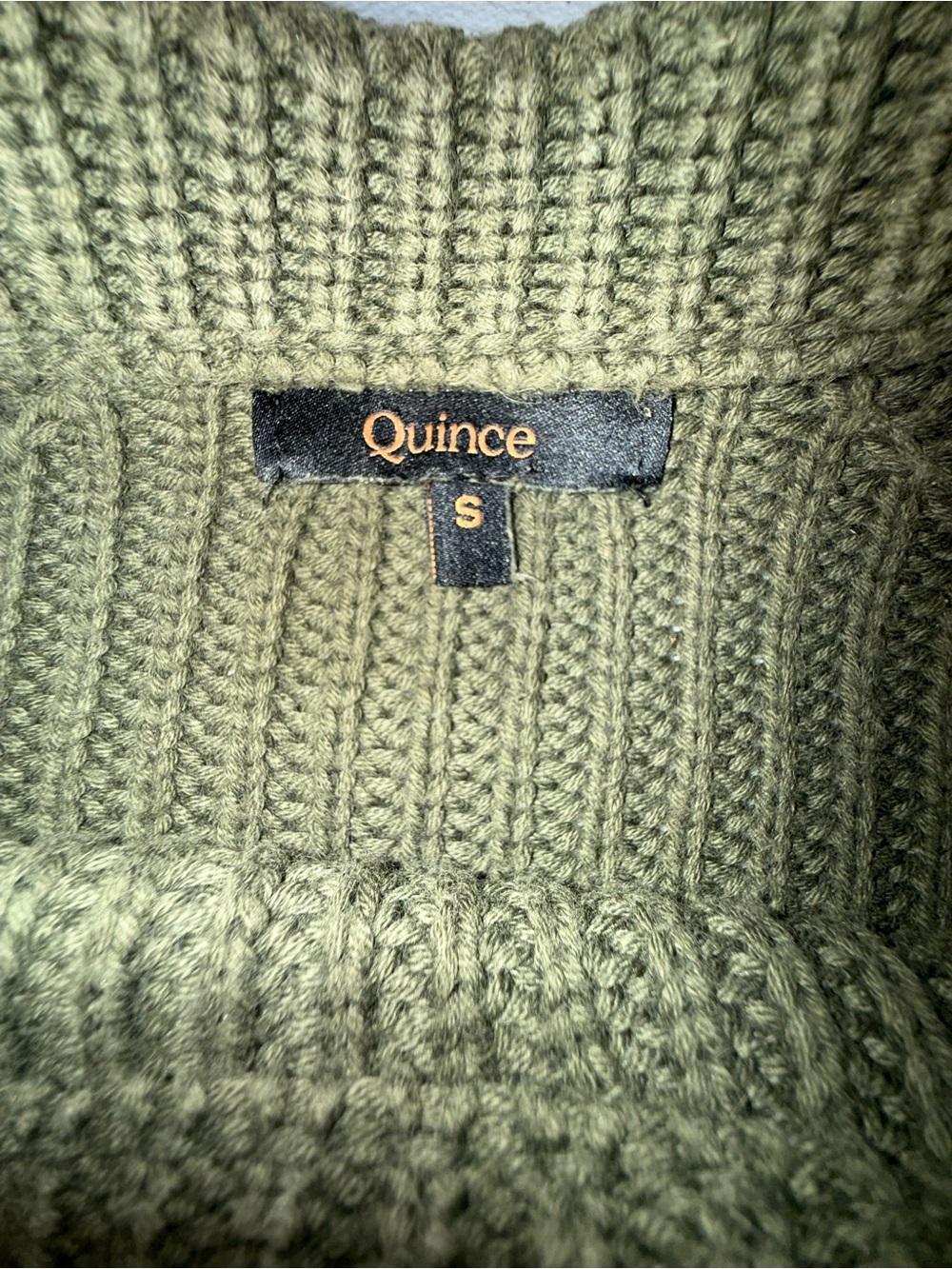 Quince 100% Organic Cotton Chunky Knit Sweater Small Olive Green Granola Girl - Picture 7 of 10
